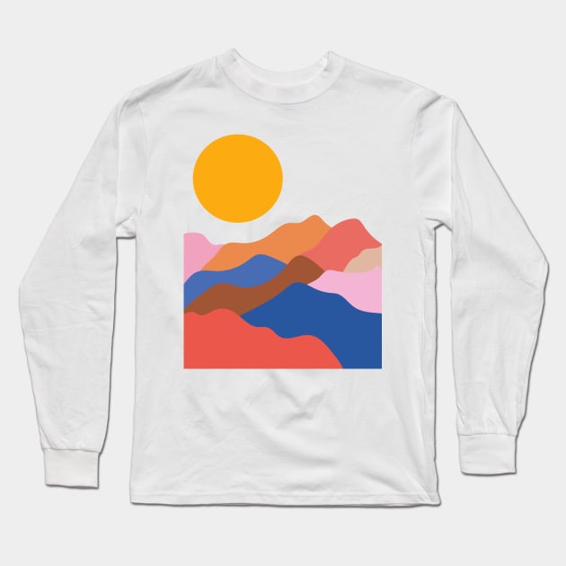 Colorful Mountain Scene Long Sleeve T-Shirt by OpalEllery